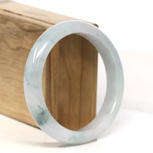 "Classic Princess Half Round" Blue- Green Jadeite Jade Bangle (59.2 mm) #T410