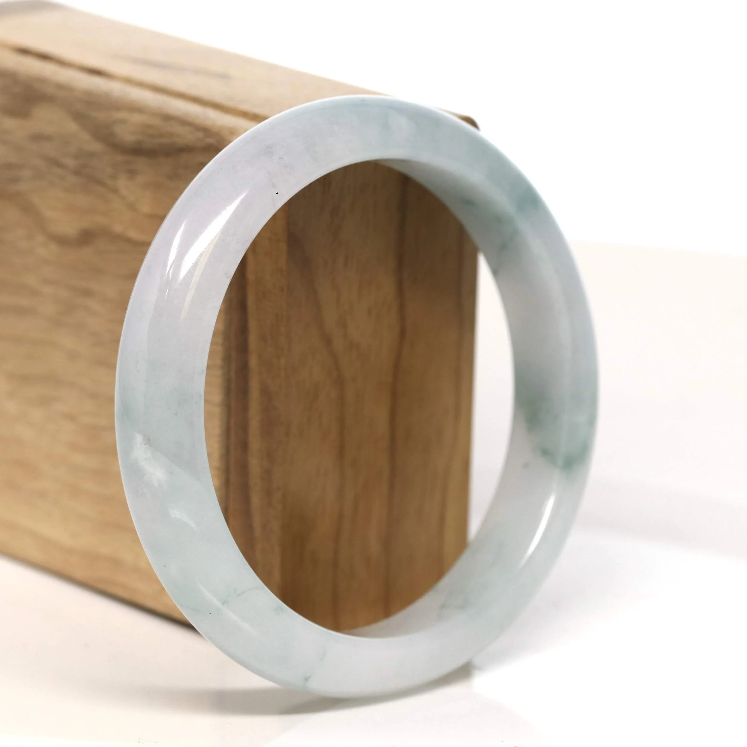 "Classic Princess Half Round" Blue- Green Jadeite Jade Bangle (59.2 mm) #T410