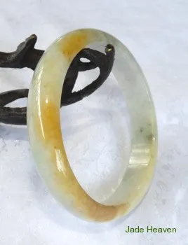 "Honey Veins" for Peace and Calm Jadeite Jade Old Mine Lao Pit Bangle 57.2mm (JHBB280)