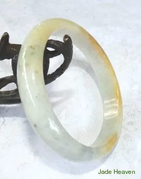 "Honey Veins" for Peace and Calm Jadeite Jade Old Mine Lao Pit Bangle 57.2mm (JHBB280)
