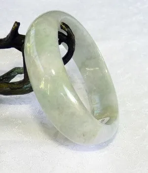 "Keep Calm and Carry On" Jadeite Jade Grade A Bangle Bracelet 55mm  Certificate  (646)