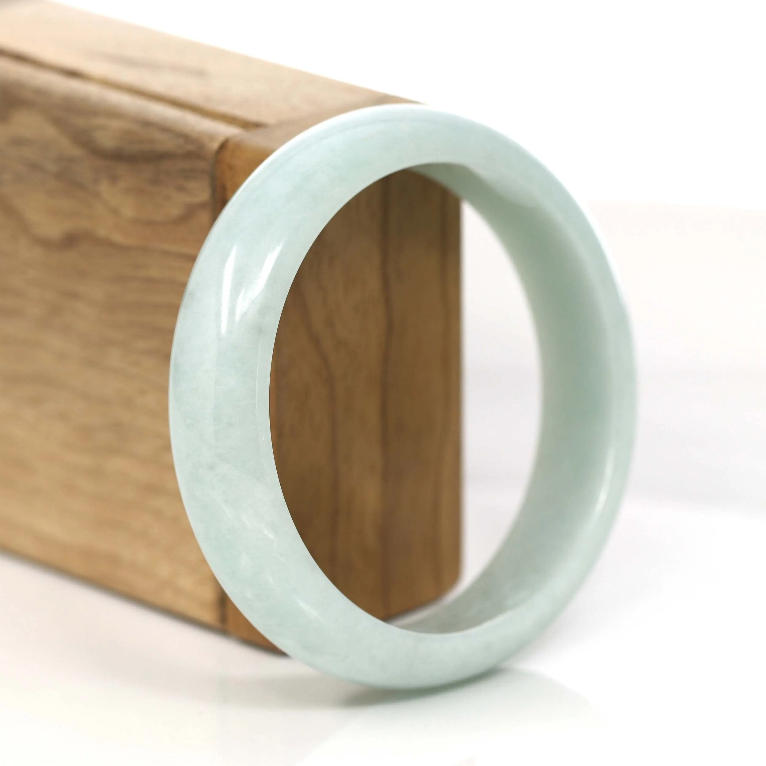 RealJade® Co. Classic White Jadeite Jade Wider Bangle Bracelet (58.89 mm) #782