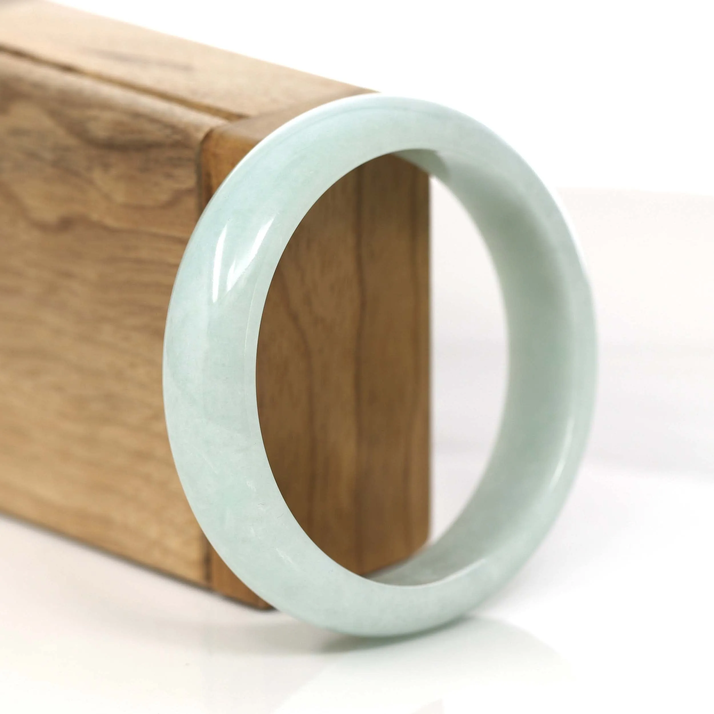 RealJade® Co. Classic White Jadeite Jade Wider Bangle Bracelet (58.89 mm) #782