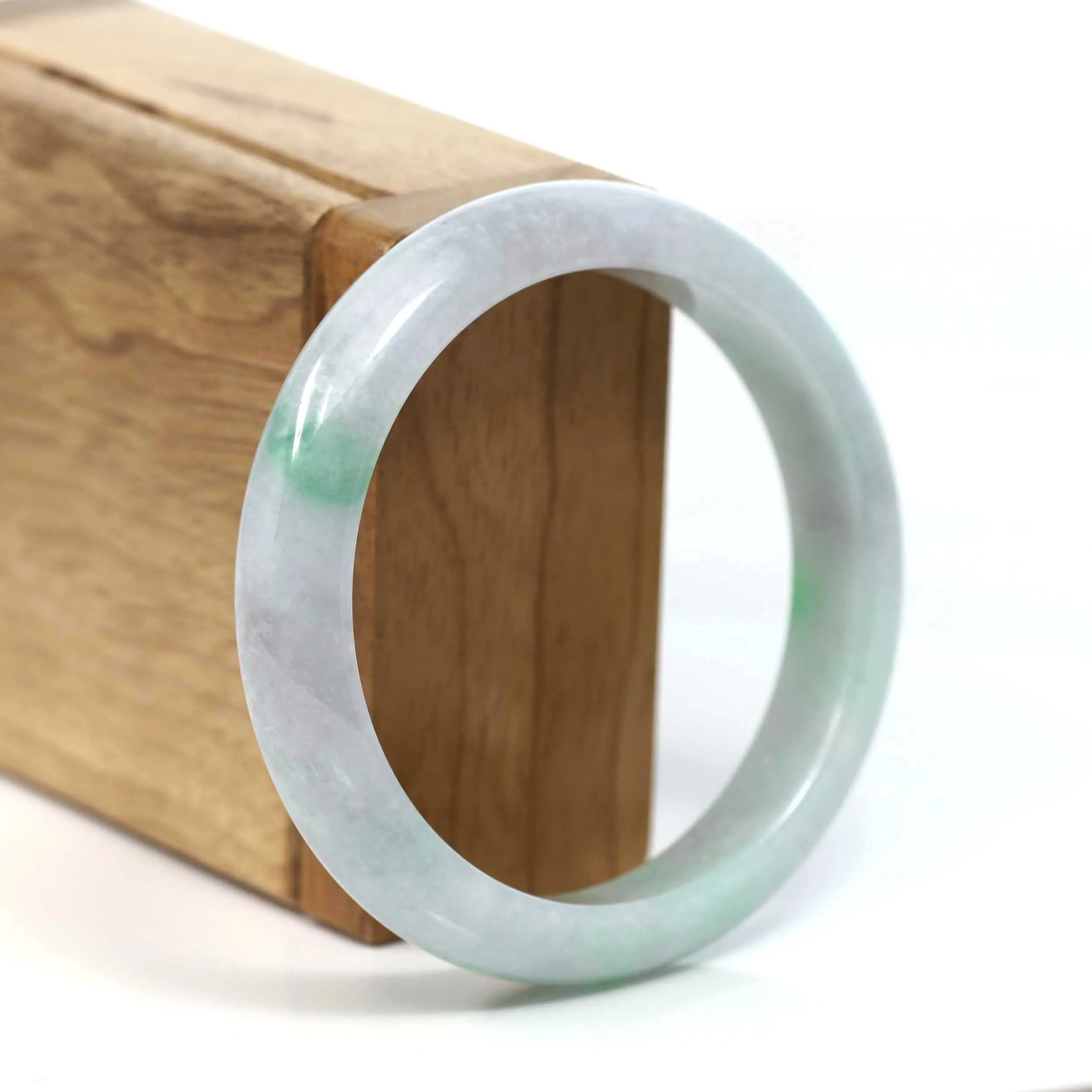 RealJade® Co. "Classic Bangle" Genuine Burmese Green Jadeite Jade Bangle Bracelet (56.56 mm) #T204