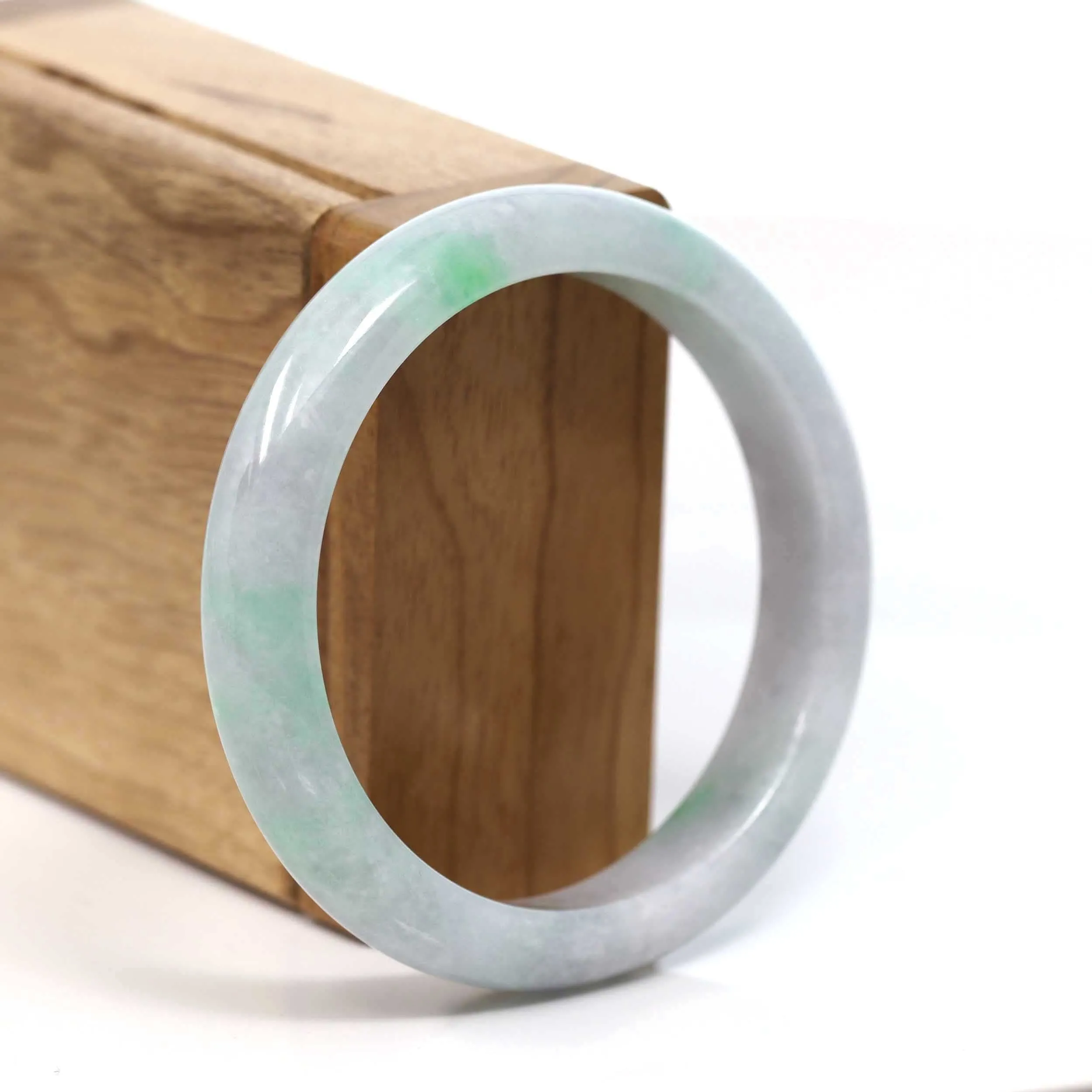 RealJade® Co. "Classic Bangle" Genuine Burmese Green Jadeite Jade Bangle Bracelet (56.56 mm) #T204