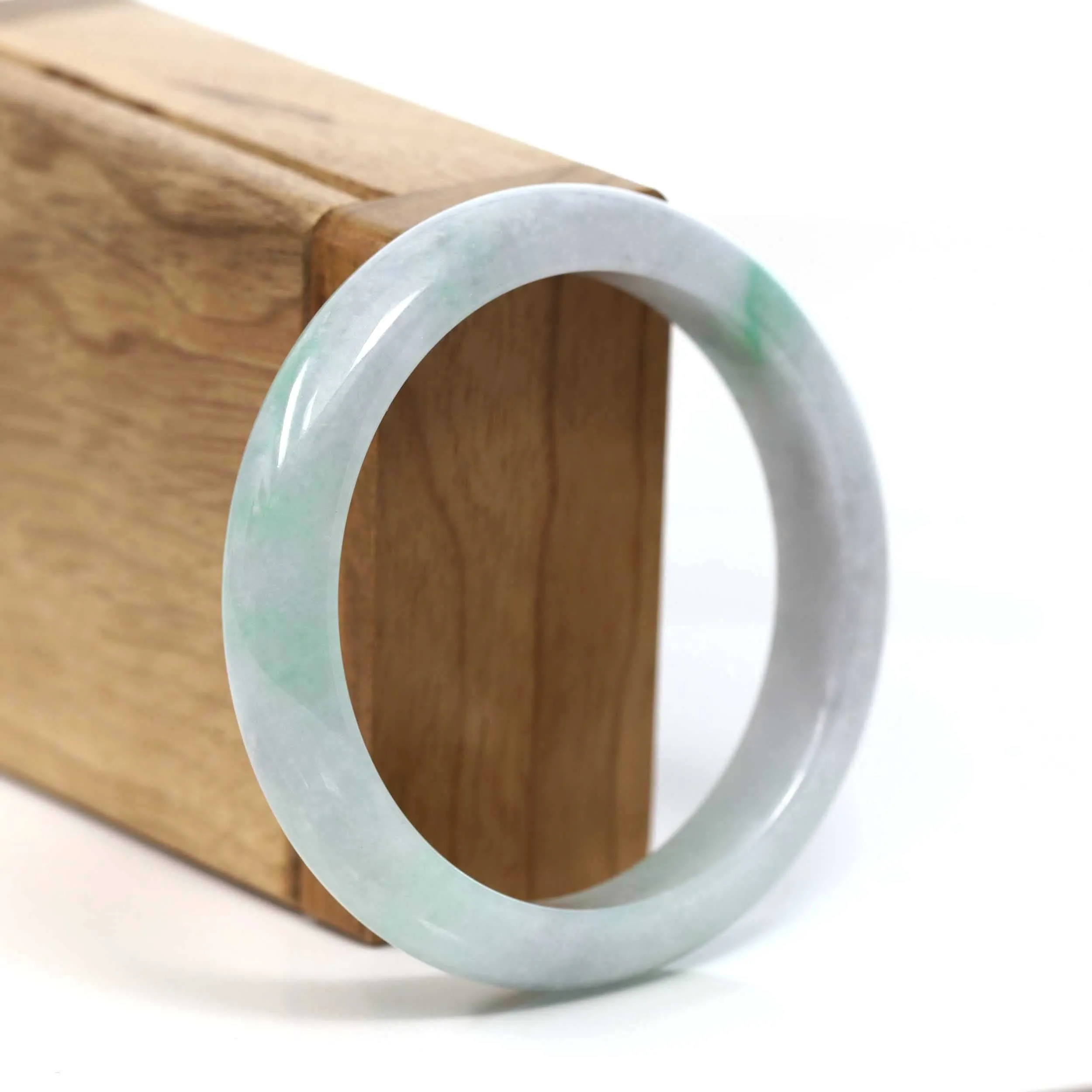 RealJade® Co. "Classic Bangle" Genuine Burmese Green Jadeite Jade Bangle Bracelet (56.56 mm) #T204