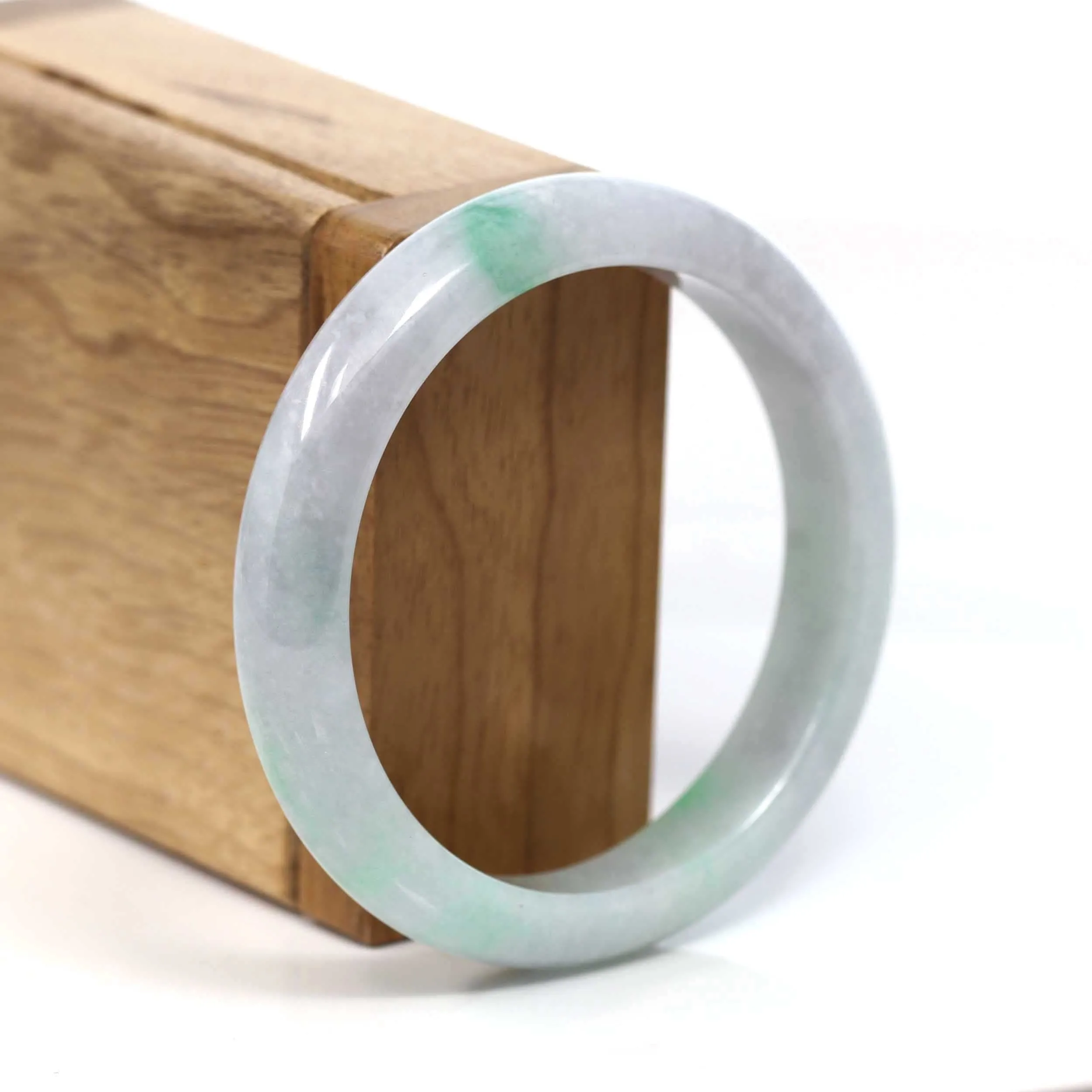 RealJade® Co. "Classic Bangle" Genuine Burmese Green Jadeite Jade Bangle Bracelet (56.56 mm) #T204