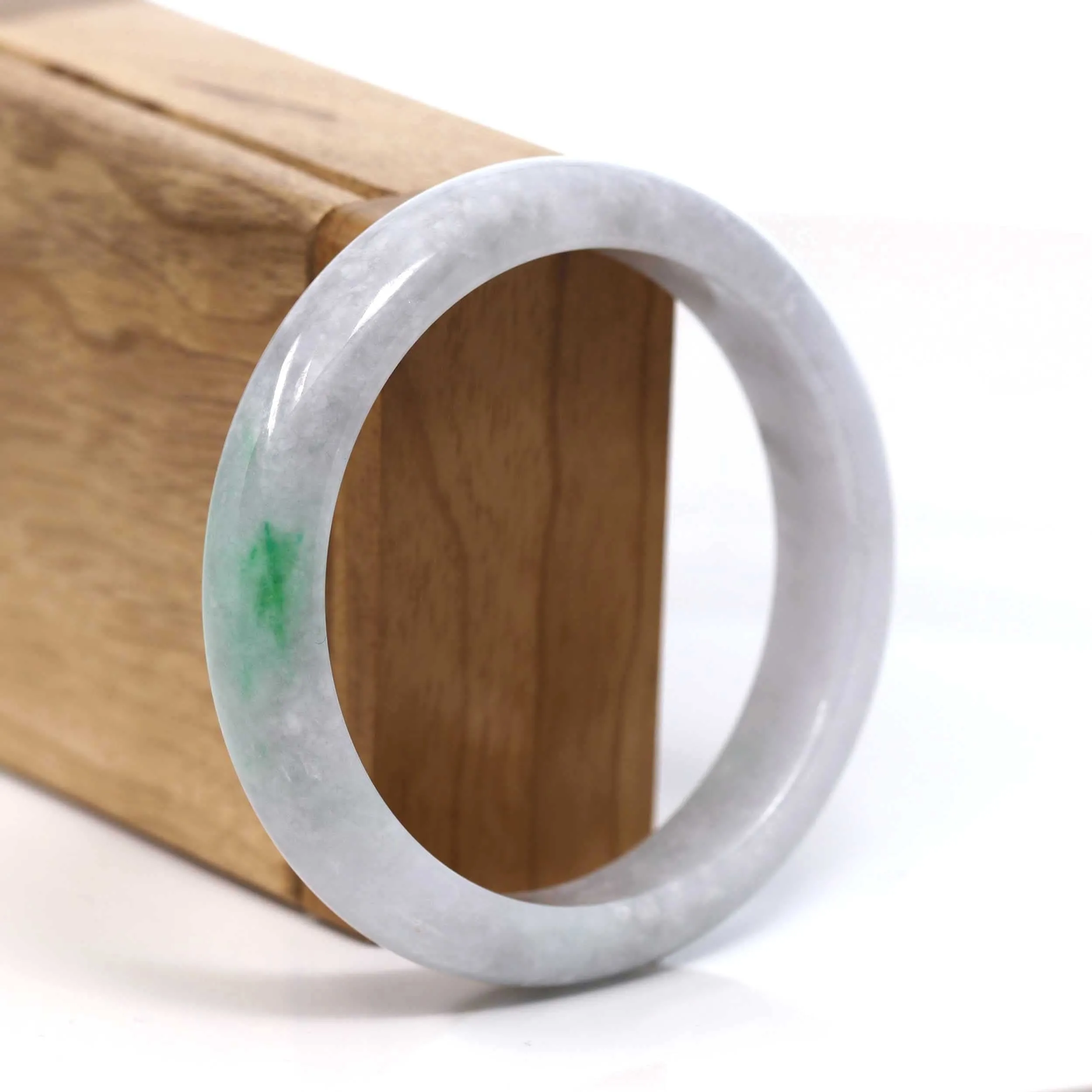 RealJade® Co. "Classic Bangle" Genuine Burmese Green Jadeite Jade Bangle Bracelet (58.38mm) #T227
