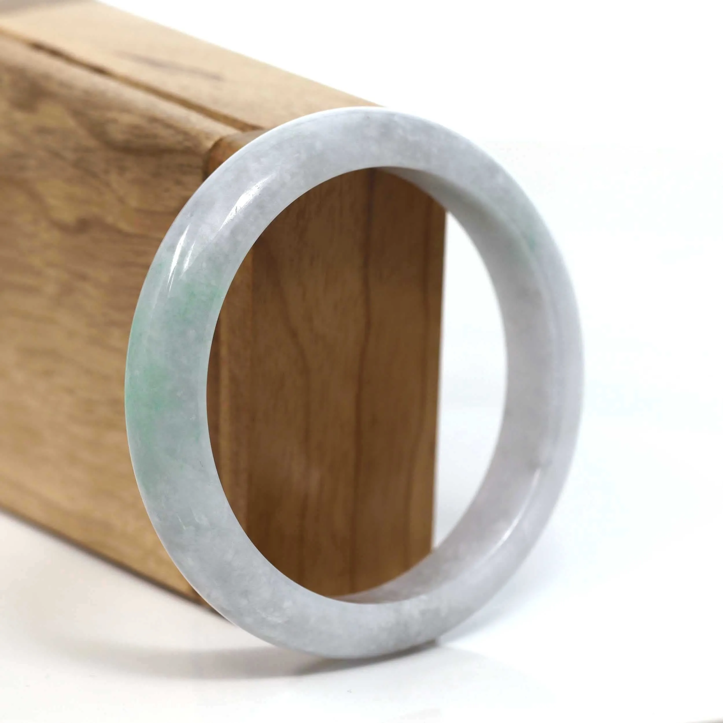 RealJade® Co. "Classic Bangle" Genuine Burmese Green Jadeite Jade Bangle Bracelet (58.38mm) #T227