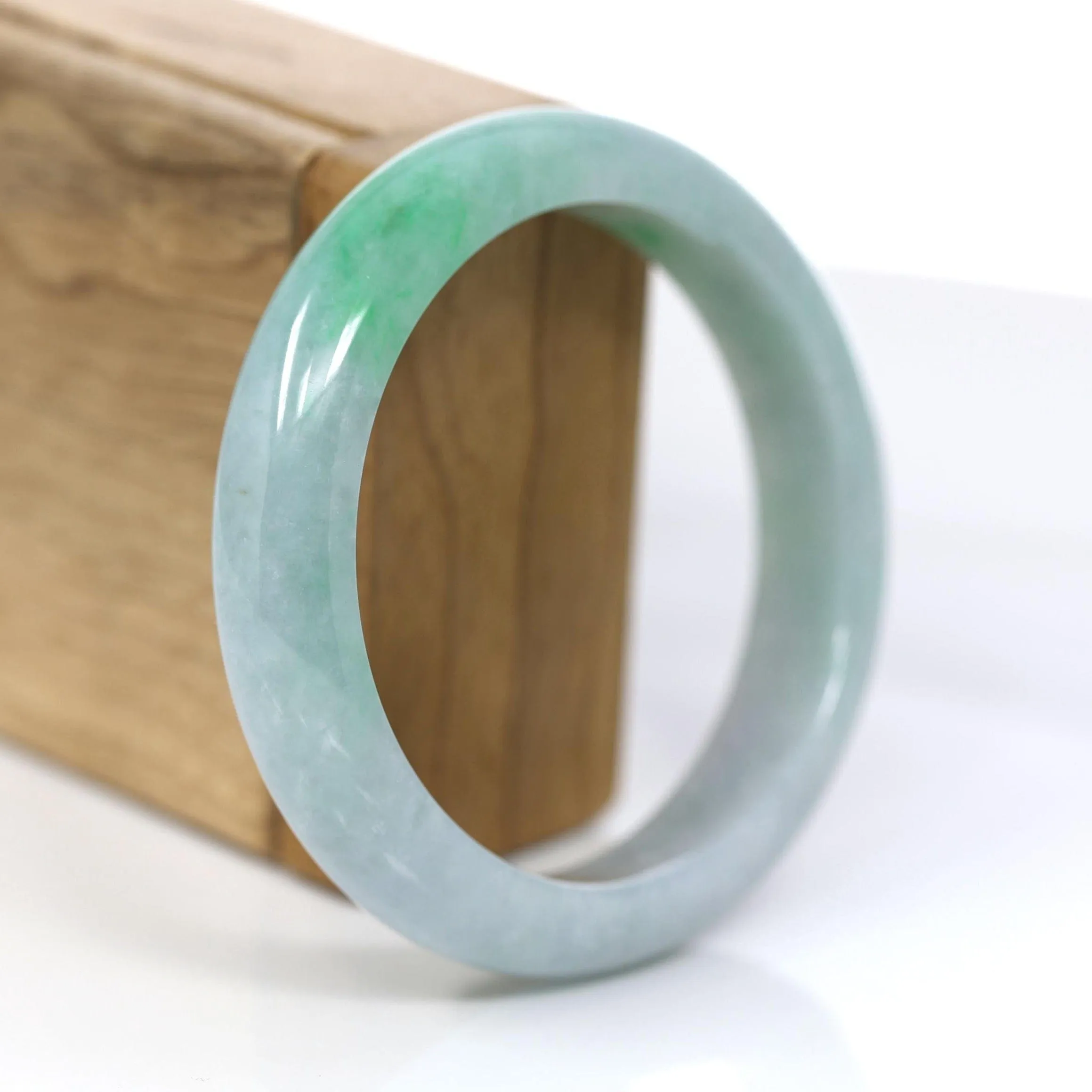 RealJade® Co. "Classic Bangle" Genuine Jadeite Jade Apple Green Bangle Bracelet (57.94 mm) #932