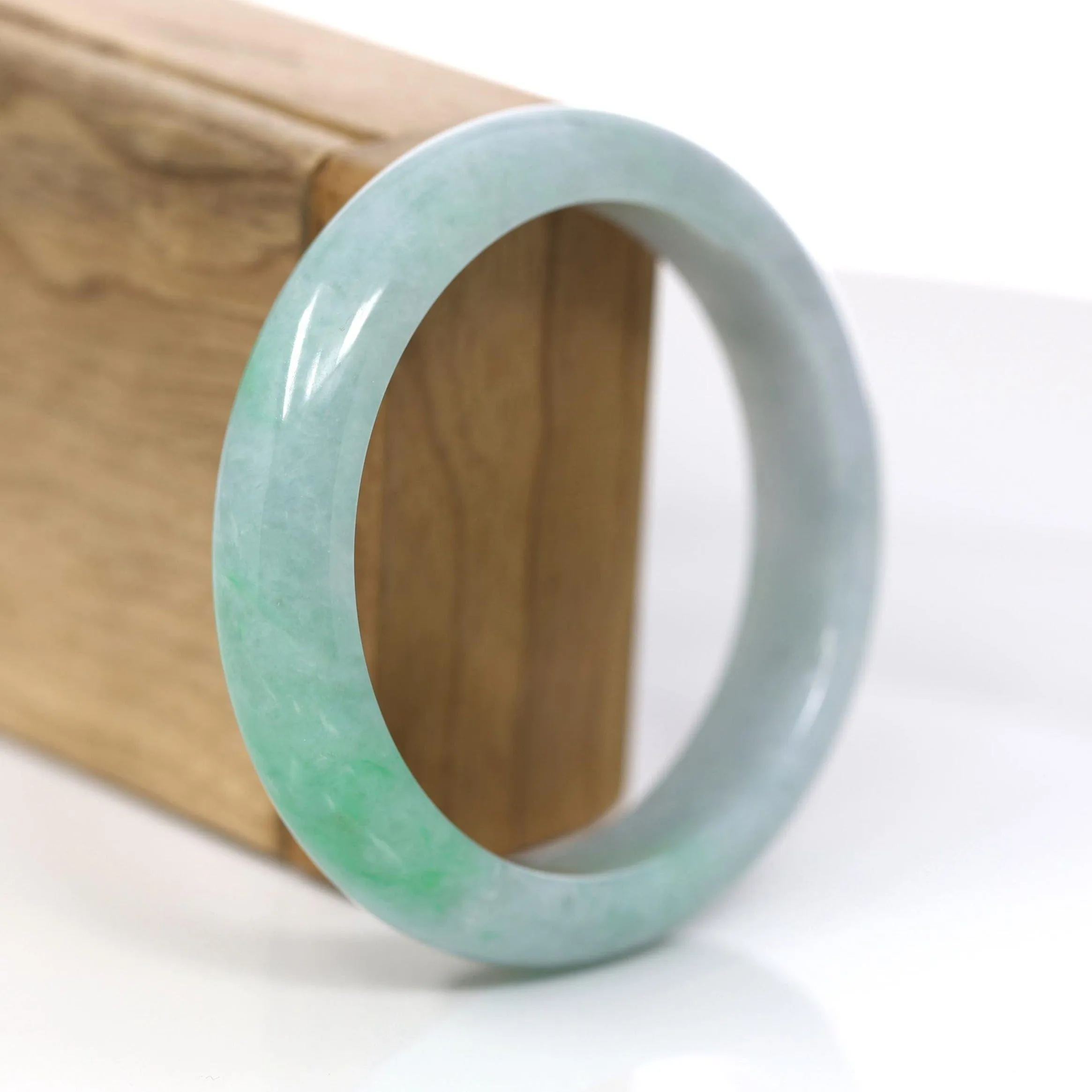 RealJade® Co. "Classic Bangle" Genuine Jadeite Jade Apple Green Bangle Bracelet (57.94 mm) #932