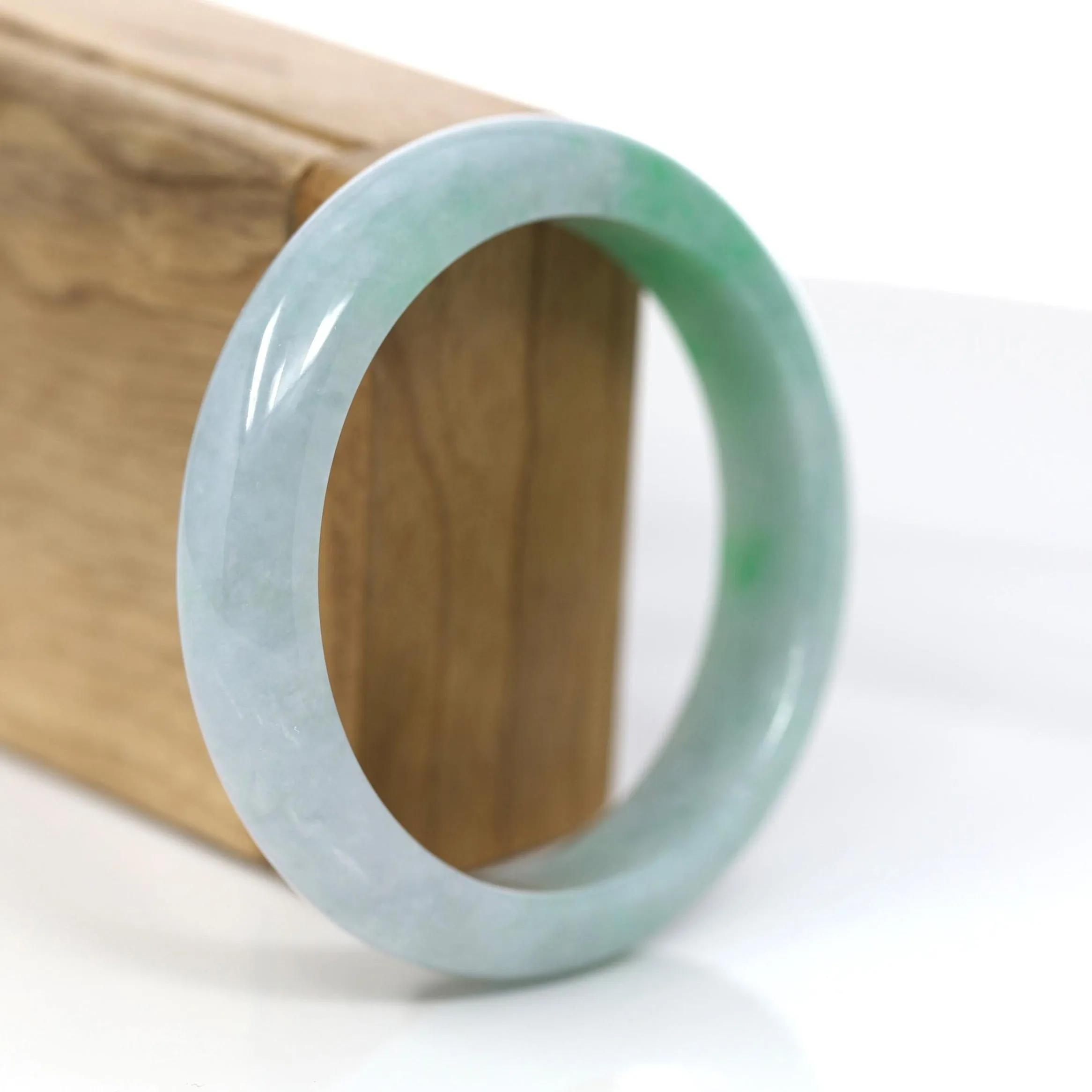 RealJade® Co. "Classic Bangle" Genuine Jadeite Jade Apple Green Bangle Bracelet (57.94 mm) #932