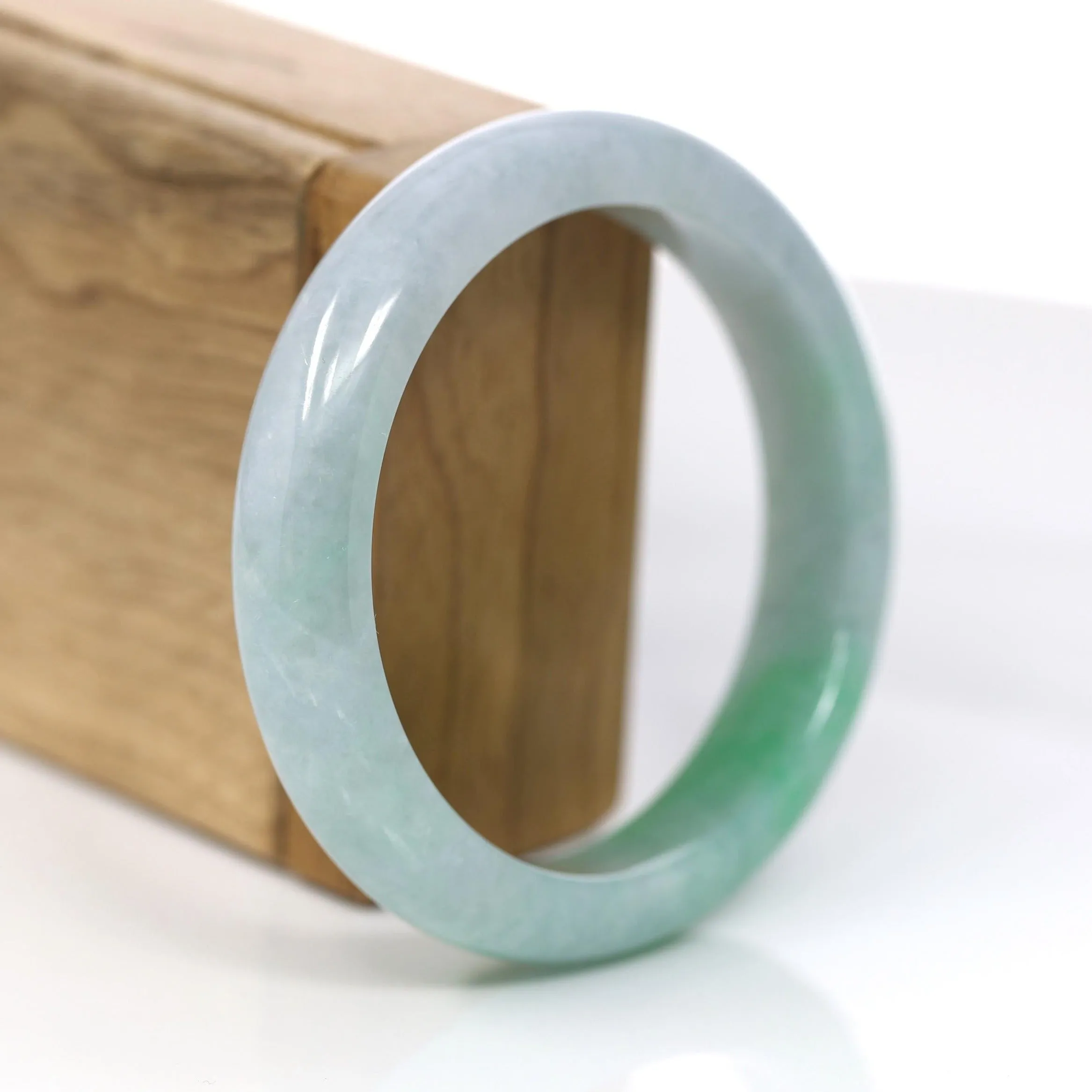 RealJade® Co. "Classic Bangle" Genuine Jadeite Jade Apple Green Bangle Bracelet (57.94 mm) #932