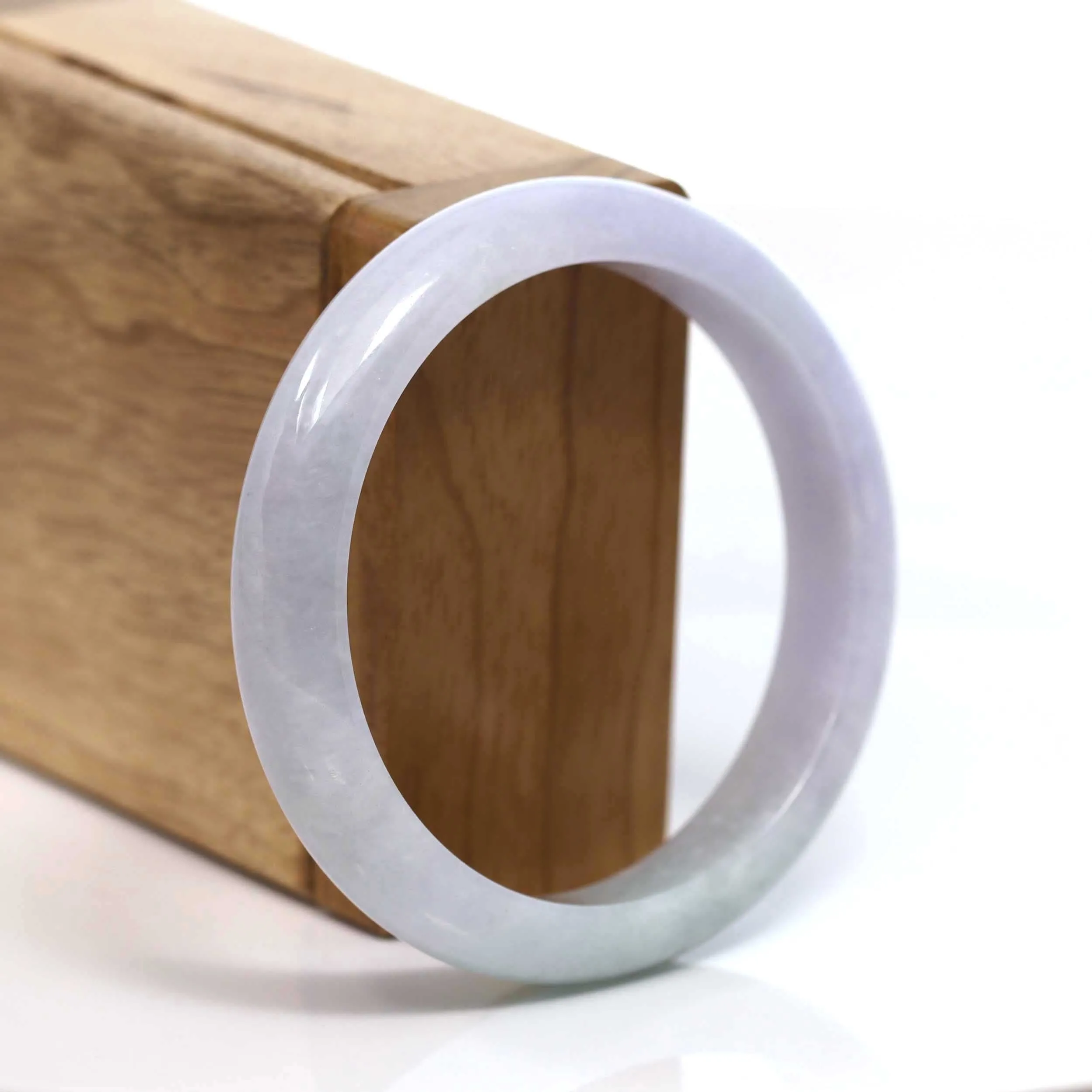 RealJade® Co. "Classic Bangle" Genuine Jadeite Jade Lavender Green Bangle Bracelet (56.97mm) #T218