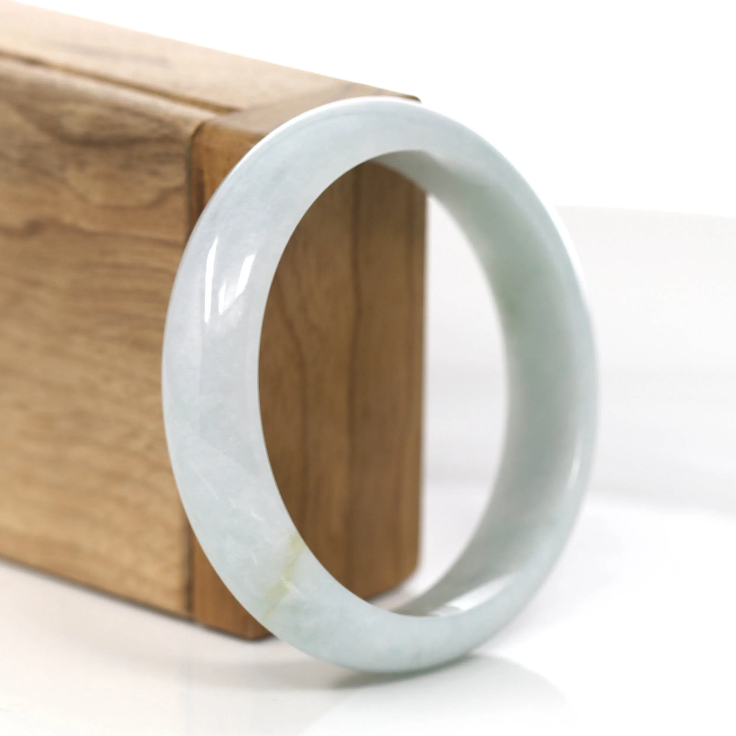 RealJade® Co. "Princess Half Round" Blue-Green Jadeite Jade Bangle (58.16 mm) #857