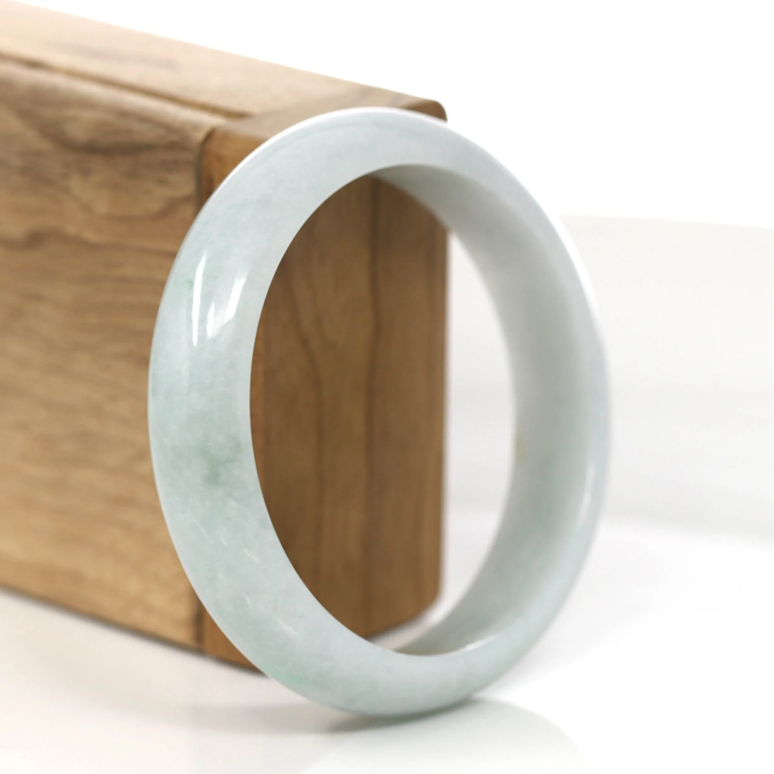 RealJade® Co. "Princess Half Round" Blue-Green Jadeite Jade Bangle (58.16 mm) #857