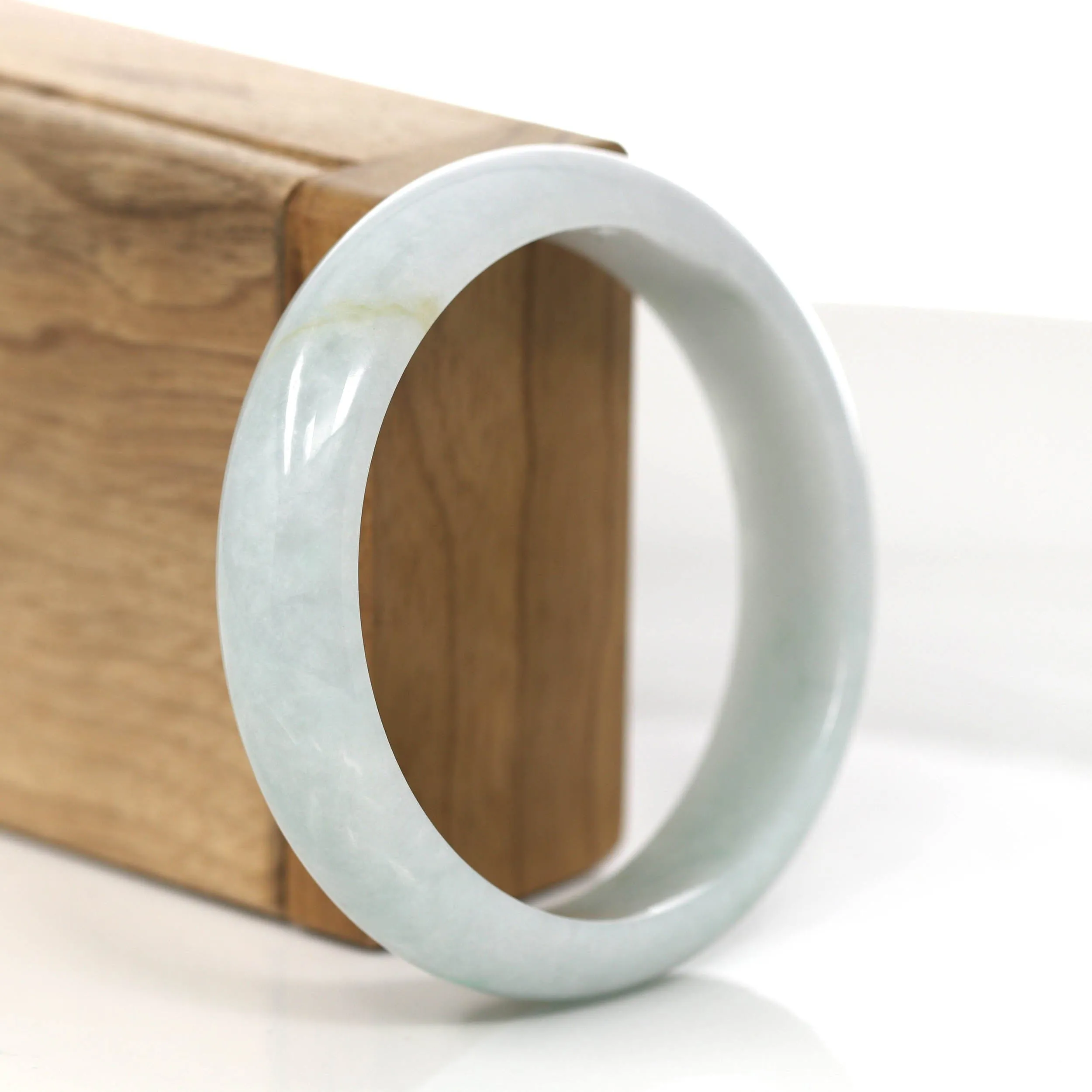 RealJade® Co. "Princess Half Round" Blue-Green Jadeite Jade Bangle (58.16 mm) #857