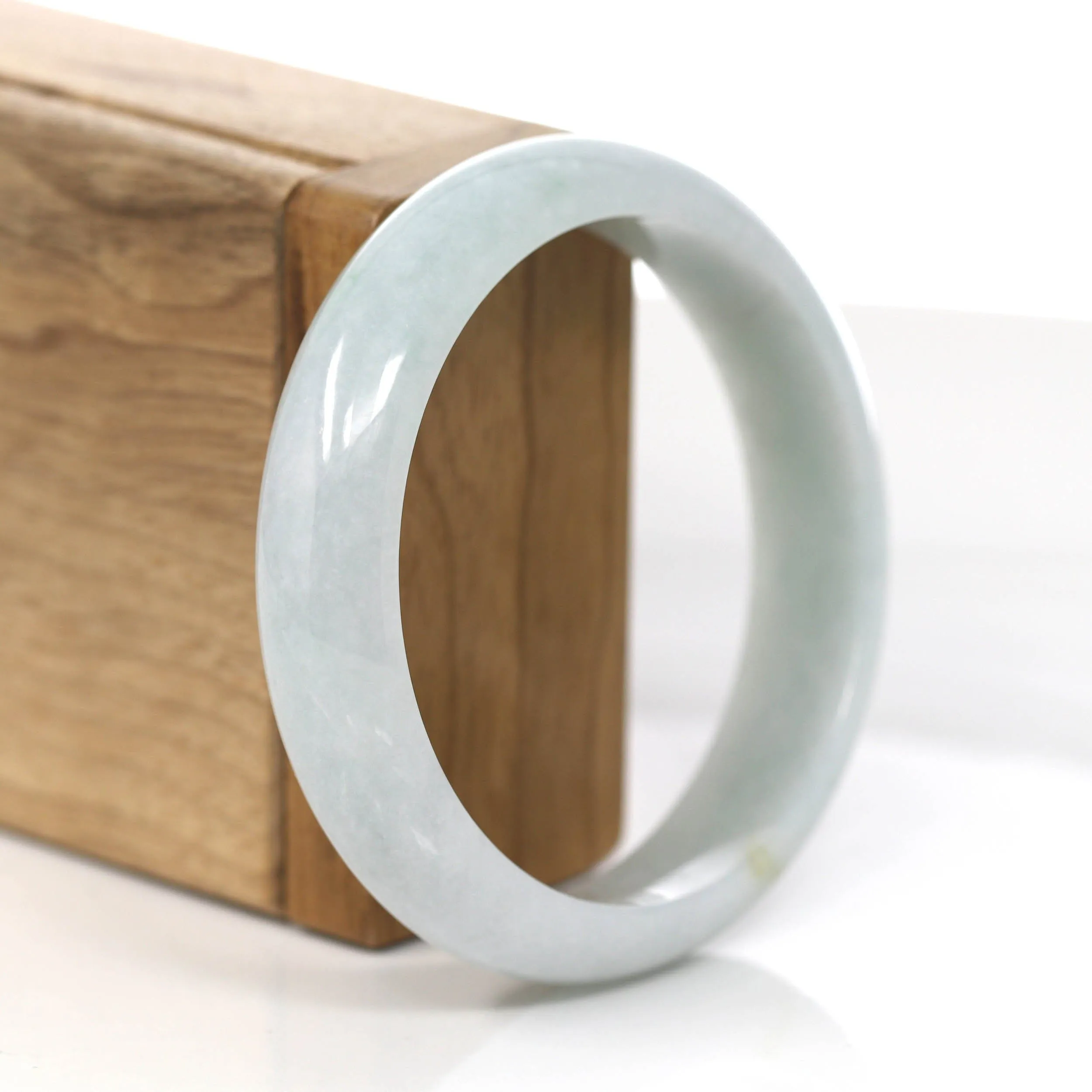 RealJade® Co. "Princess Half Round" Blue-Green Jadeite Jade Bangle (58.16 mm) #857