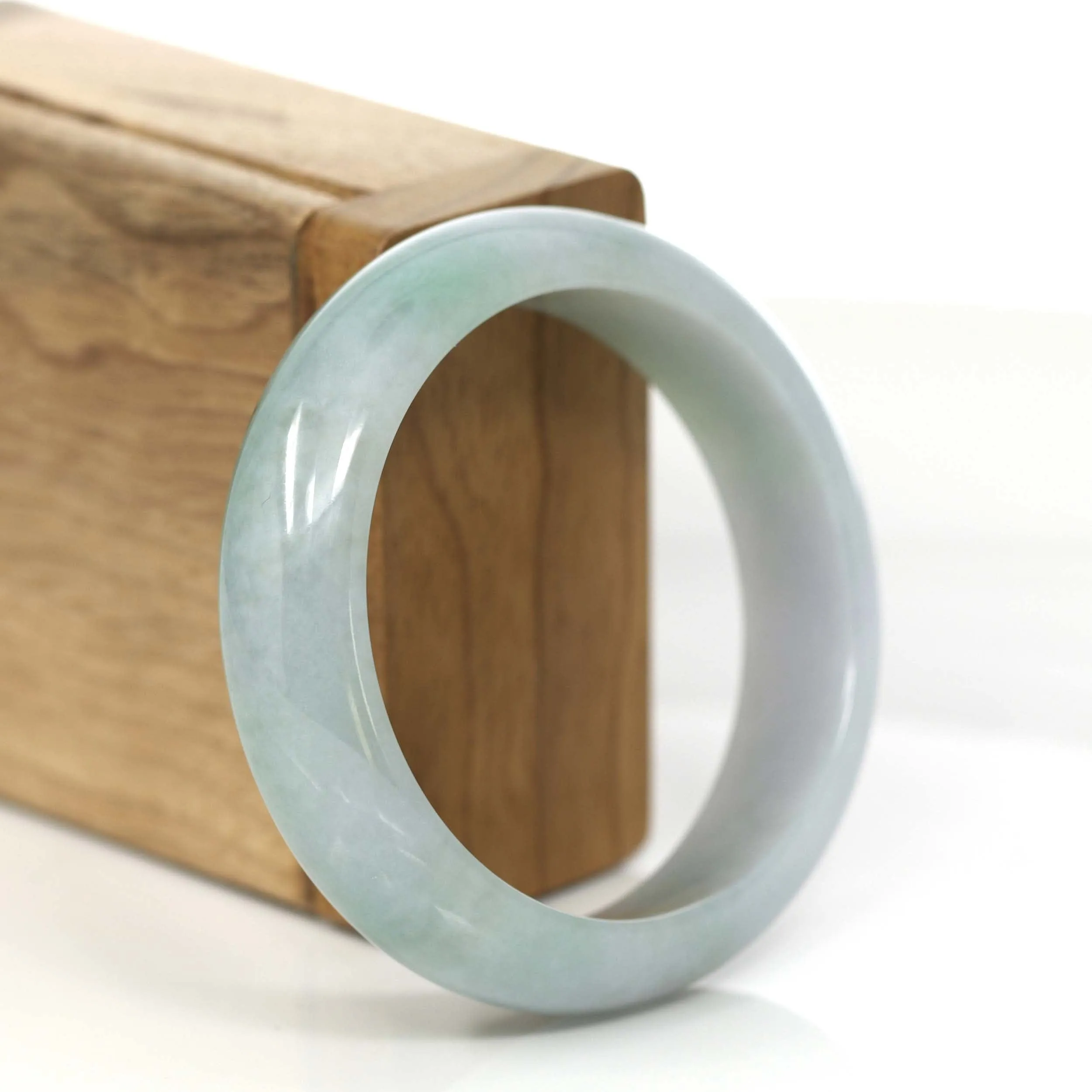 RealJade® Co. "Princess Half Round" Forest Green & Lavender Jadeite Jade Bangle Bracelet (55.24 mm) #766