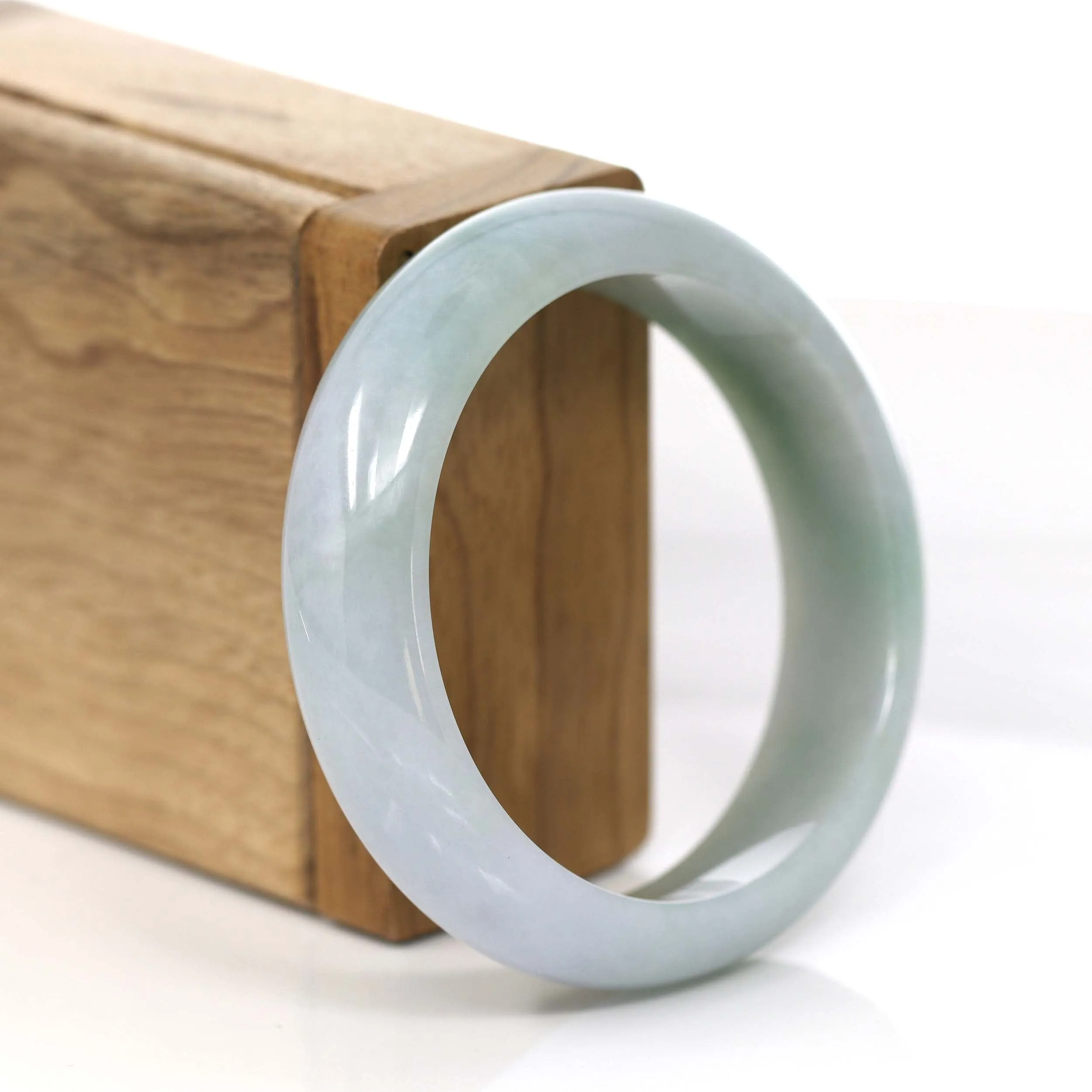 RealJade® Co. "Princess Half Round" Forest Green & Lavender Jadeite Jade Bangle Bracelet (55.24 mm) #766