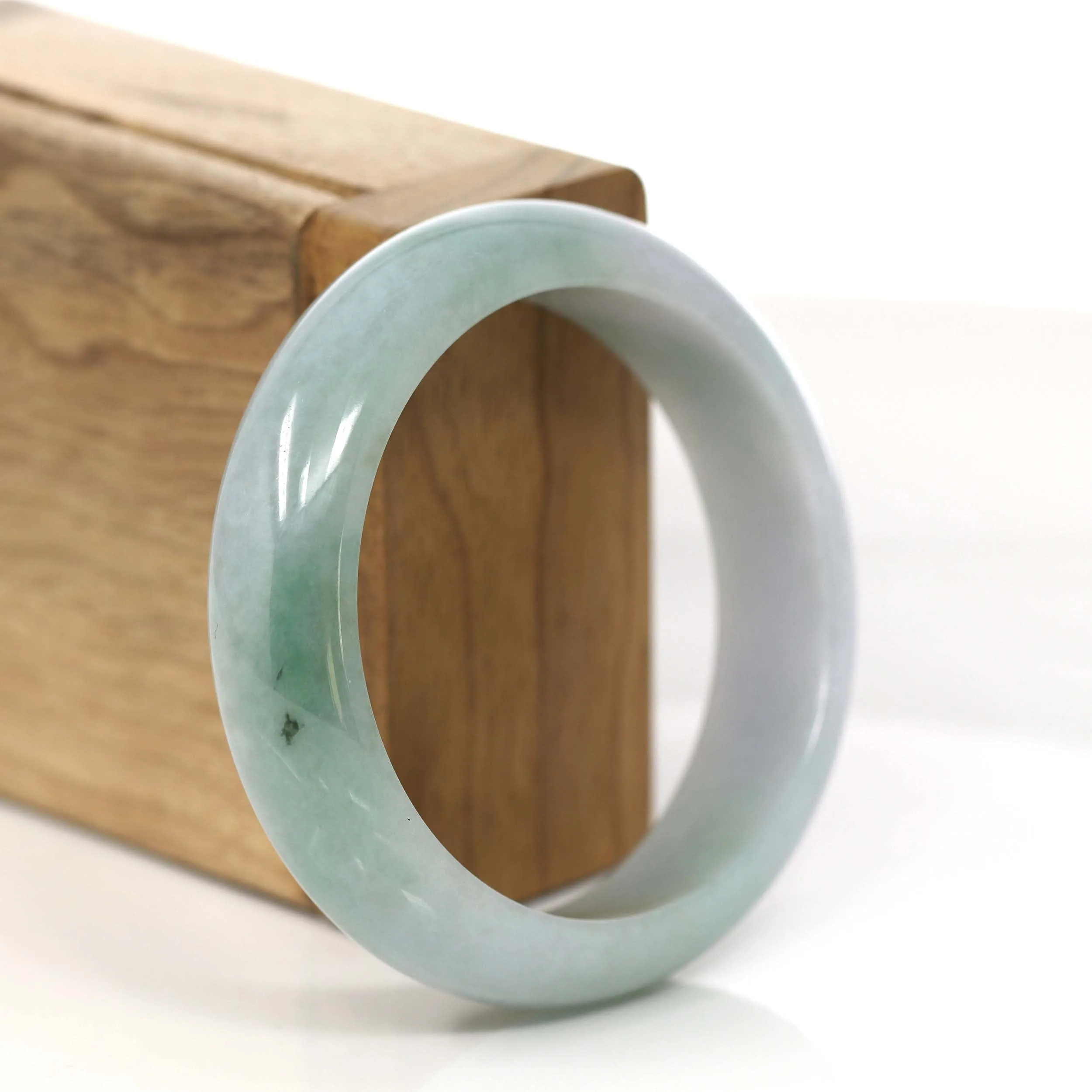 RealJade® Co. "Princess Half Round" Forest Green & Lavender Jadeite Jade Bangle Bracelet (55.24 mm) #766