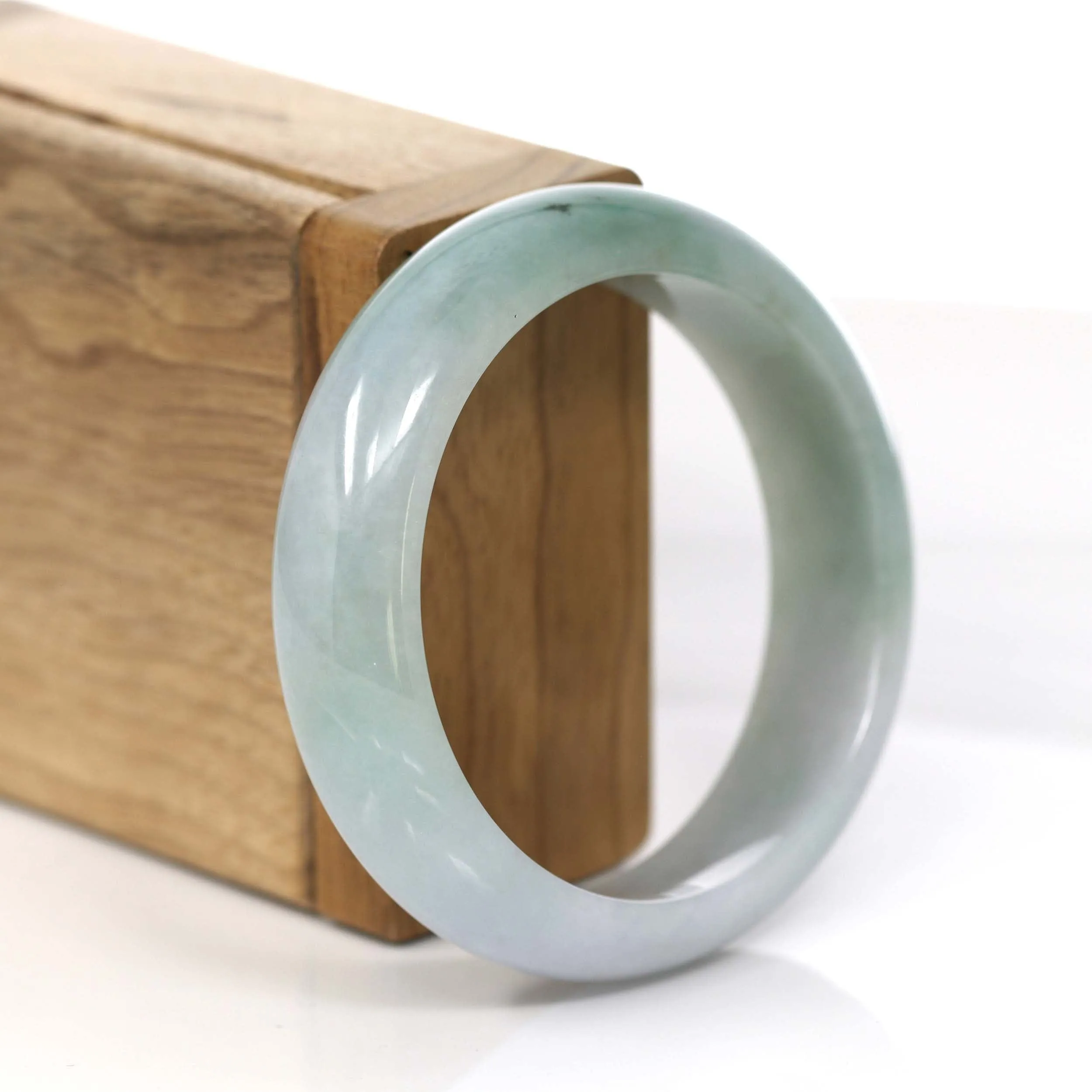 RealJade® Co. "Princess Half Round" Forest Green & Lavender Jadeite Jade Bangle Bracelet (55.24 mm) #766