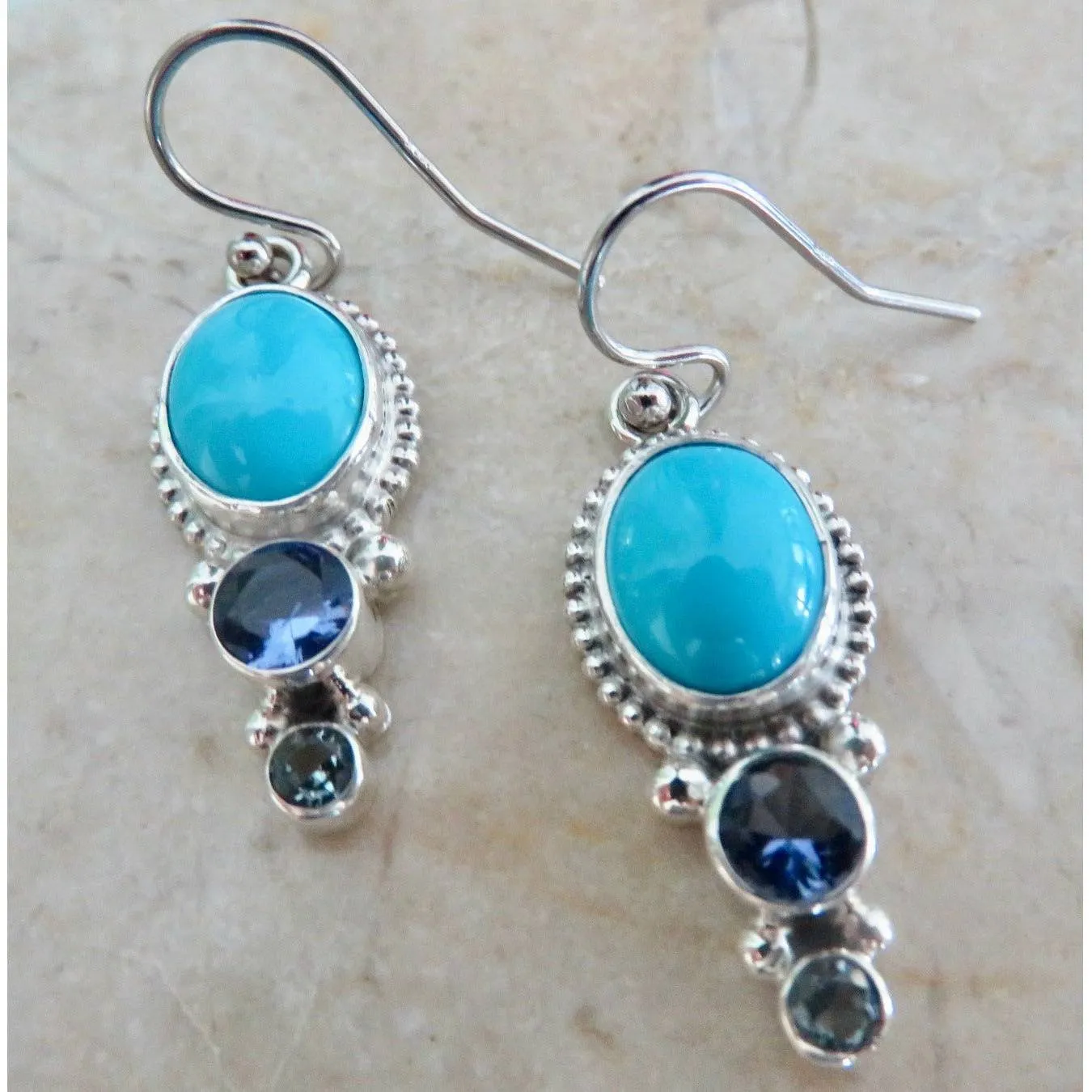 REVE Jewelry Turquoise & Amethyst Sterling Silver Earrings
