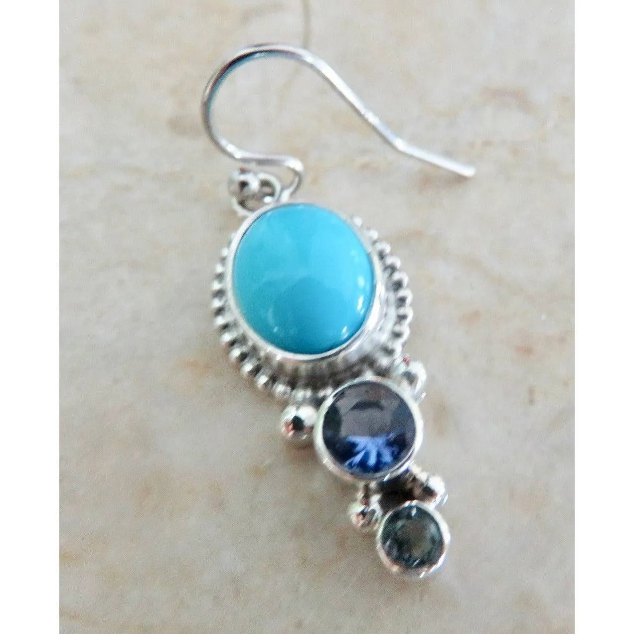 REVE Jewelry Turquoise & Amethyst Sterling Silver Earrings