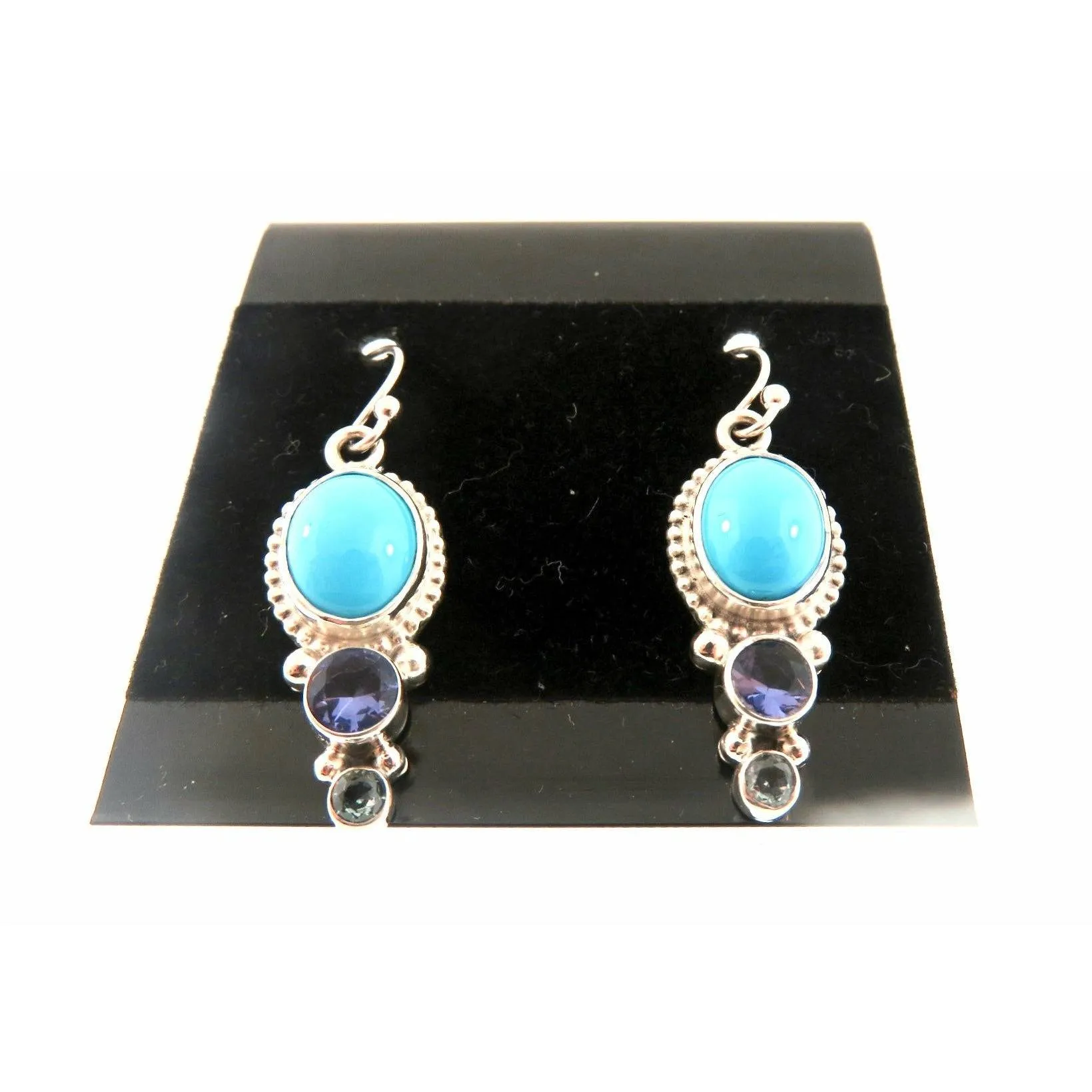 REVE Jewelry Turquoise & Amethyst Sterling Silver Earrings