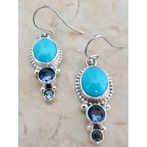 REVE Jewelry Turquoise & Amethyst Sterling Silver Earrings
