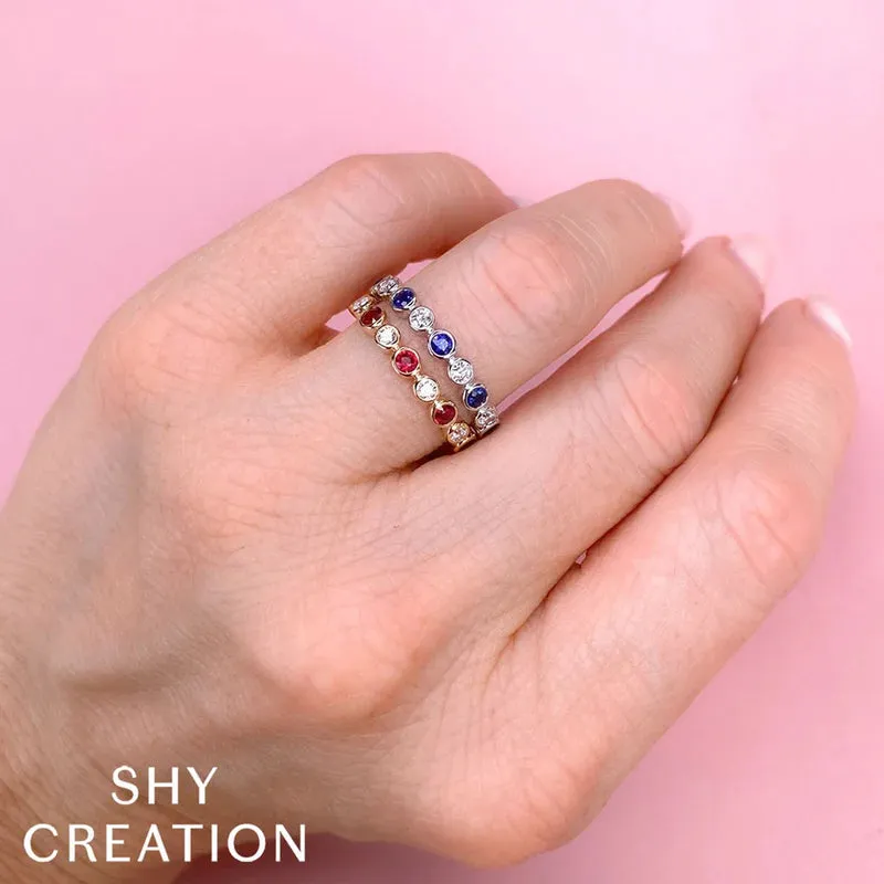 Ruby & Diamond Bezel Band Ring