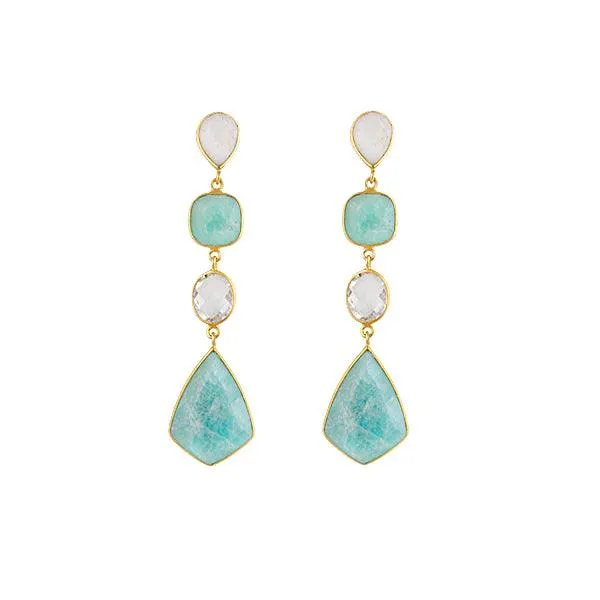 Sage Earrings - Moonstone, Amazonite & Quartz