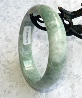 Sale-"Peppery" Deep Green Veins Burmese Jadeite Grade A Bangle 59mm   Certificate (749)