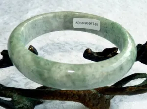 Sale-"Peppery" Deep Green Veins Burmese Jadeite Grade A Bangle 59mm   Certificate (749)