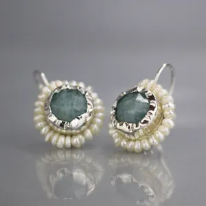 Silver Aquamarine Queen Earrings