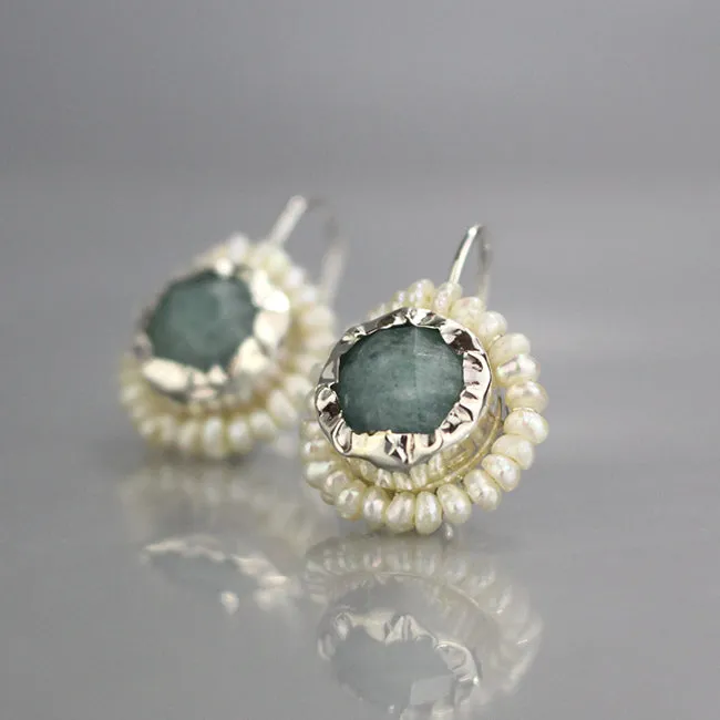 Silver Aquamarine Queen Earrings