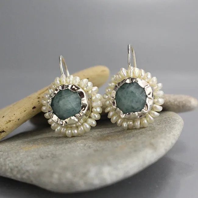 Silver Aquamarine Queen Earrings