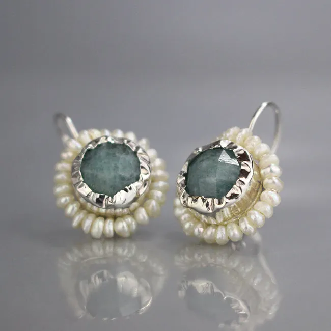 Silver Aquamarine Queen Earrings