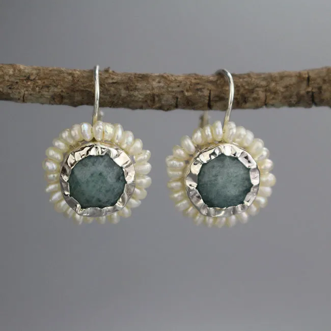 Silver Aquamarine Queen Earrings
