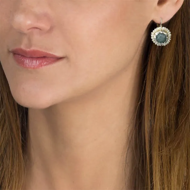 Silver Aquamarine Queen Earrings