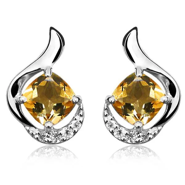 Silver Citrine and White Topaz Earrings
