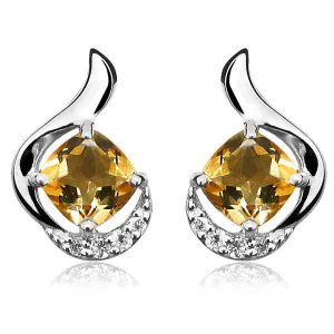 Silver Citrine and White Topaz Earrings
