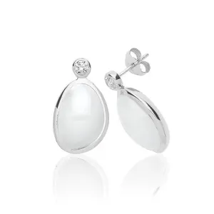 Silver CZ & Moonstone Earrings