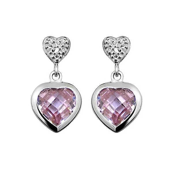 Silver CZ and White Topaz Earrings