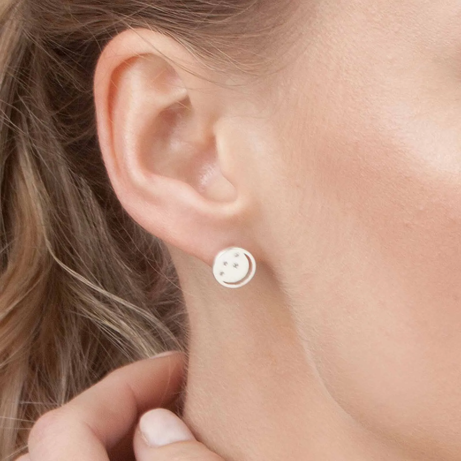 Silver Earrings White Topaz Eclipse