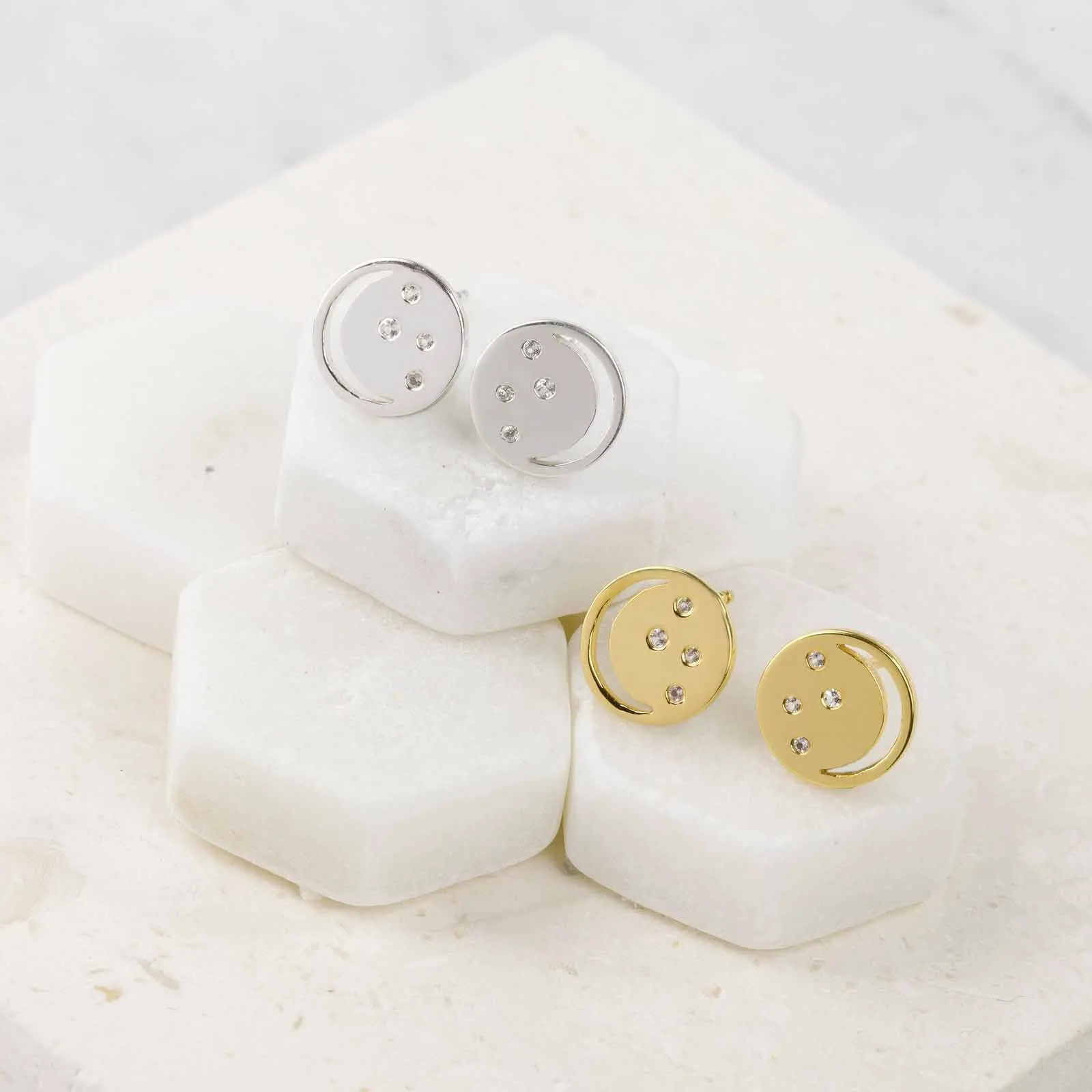 Silver Earrings White Topaz Eclipse