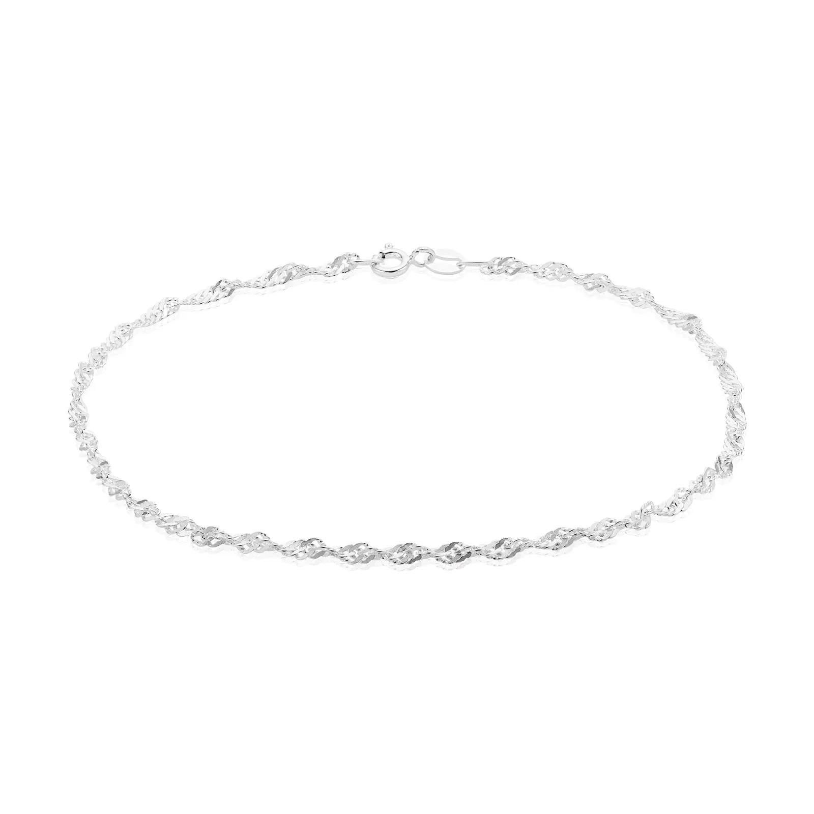 Sterling Silver 25cm Singapore Twist Anklet