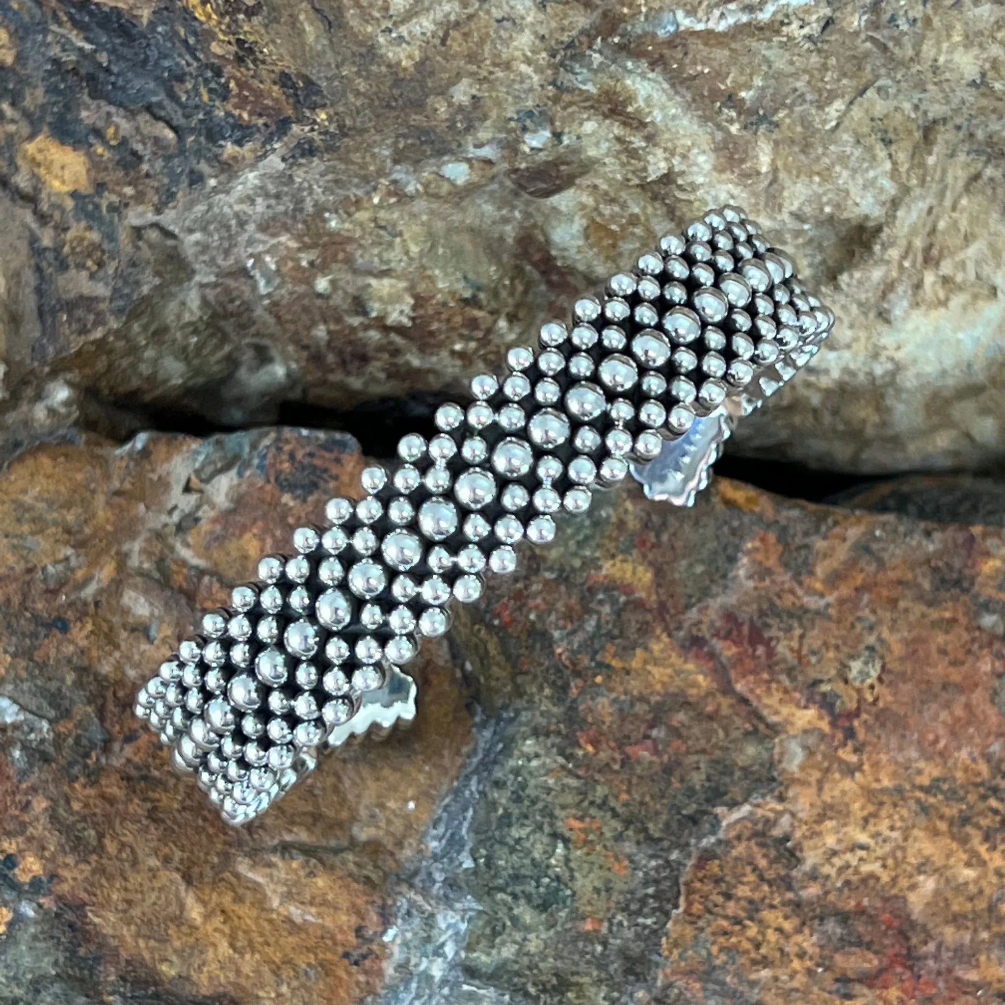 Sterling Silver 7 Row Cuff Bracelet by Artie Yellowhorse