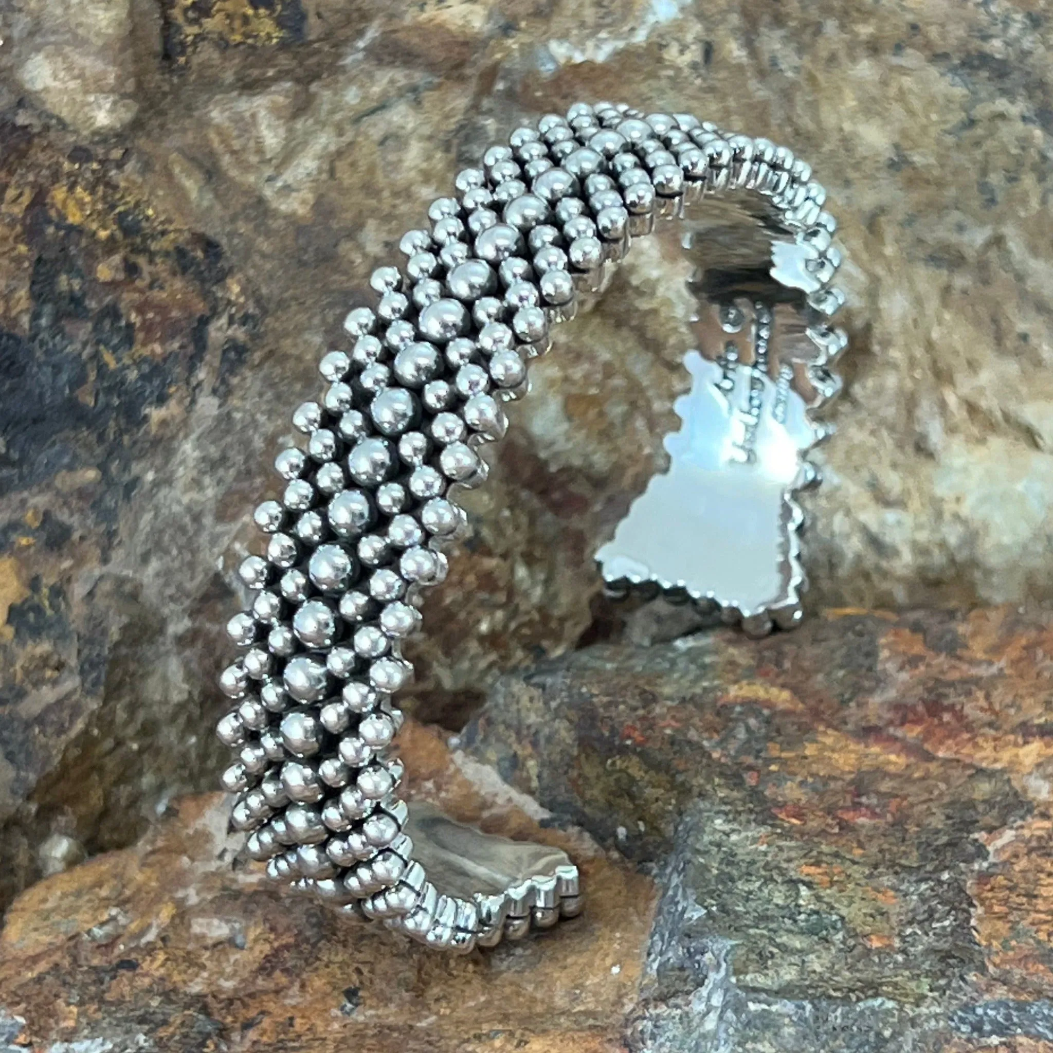 Sterling Silver 7 Row Cuff Bracelet by Artie Yellowhorse