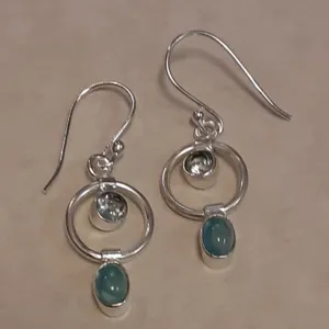 Sterling Silver Earrings ~ Chalcedony Circles